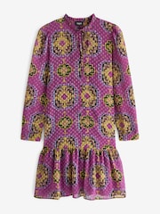 Emme by Marella Purple Bormida Printed Mini Tiered Dress - Image 5 of 5