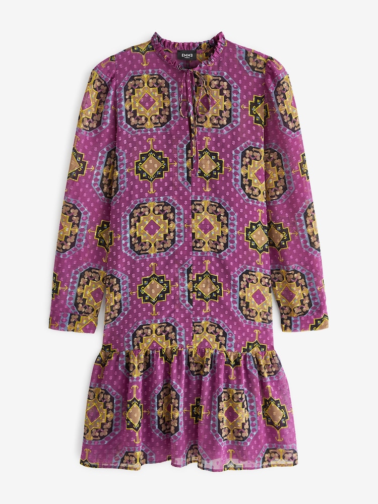Emme by Marella Purple Bormida Printed Mini Tiered Dress - Image 5 of 5