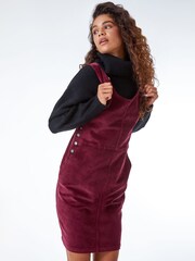 Roman Red Button Corduroy Pinafore Dress - Image 1 of 5