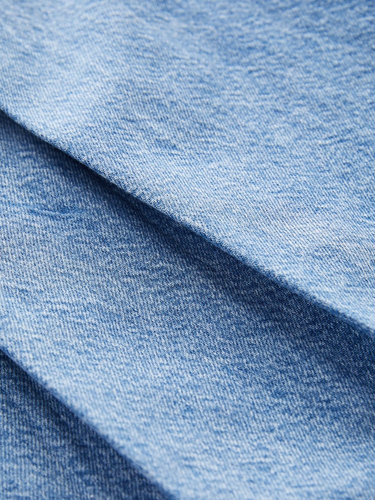 Mid Blue Pleated Knee Length Denim Skirt - Image 6 of 6