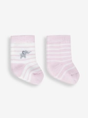 JoJo Maman Bébé Pink Elephant 2-Pack Baby Socks - Image 1 of 1