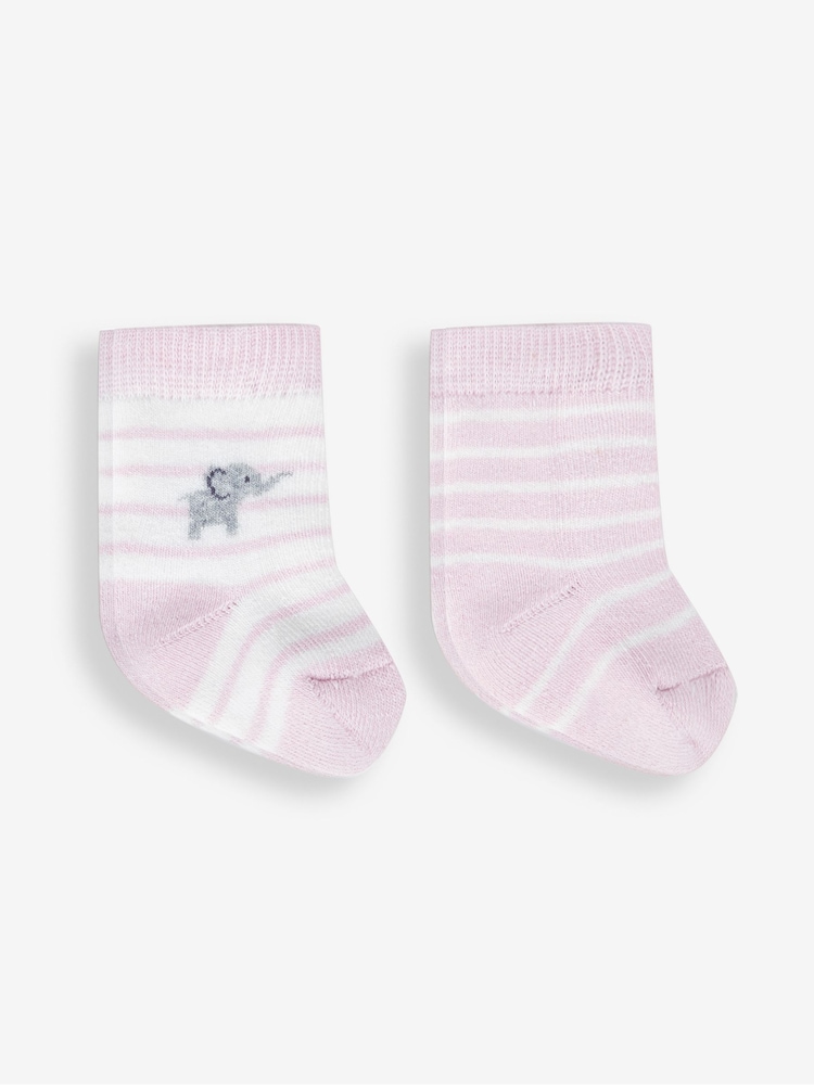 JoJo Maman Bébé Pink Elephant 2-Pack Baby Socks - Image 1 of 1