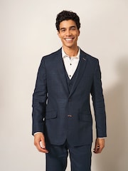 White Stuff Blue Harrison Check Blazer - Image 1 of 6