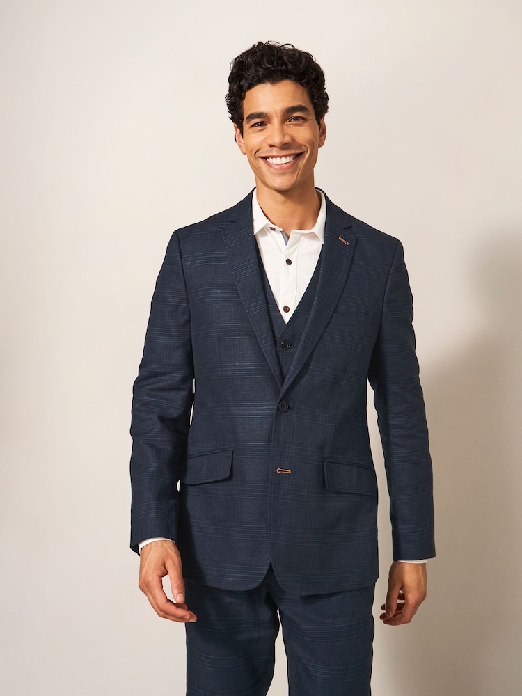 White Stuff Blue Harrison Check Blazer - Image 1 of 6