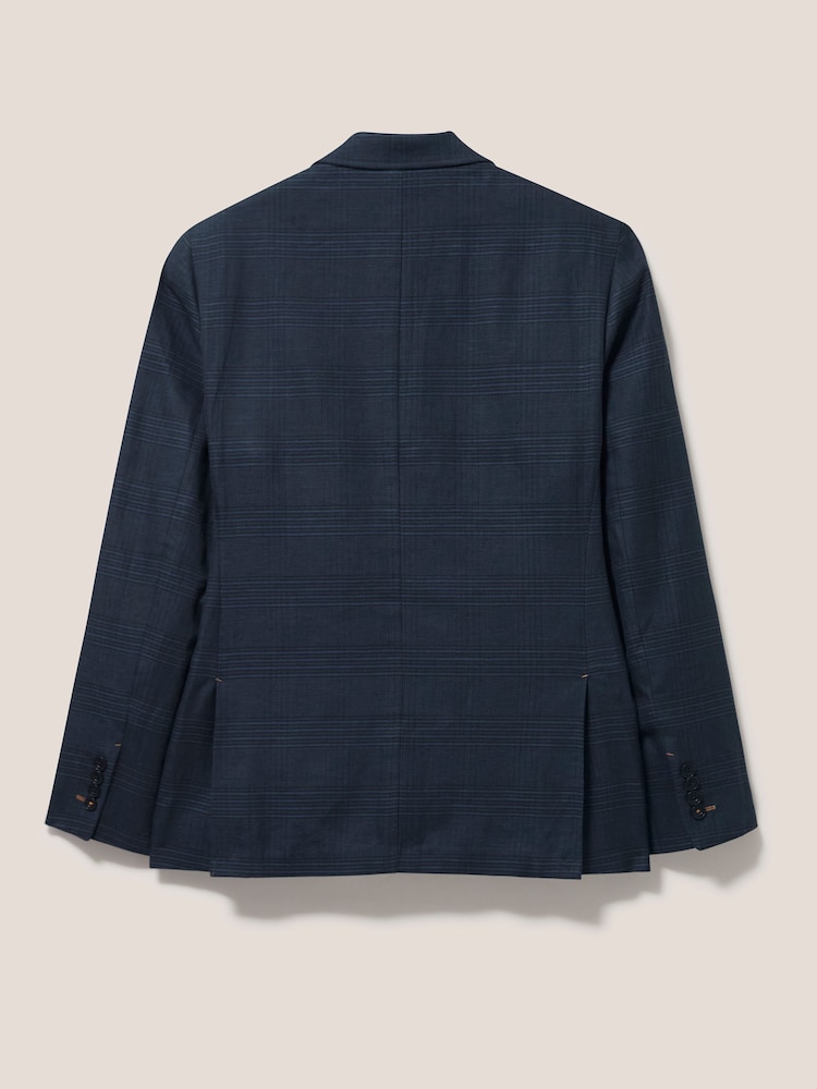 White Stuff Blue Harrison Check Blazer - Image 6 of 6
