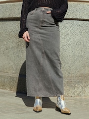 Grey Maxi Denim 100% Cotton Skirt - Image 1 of 6