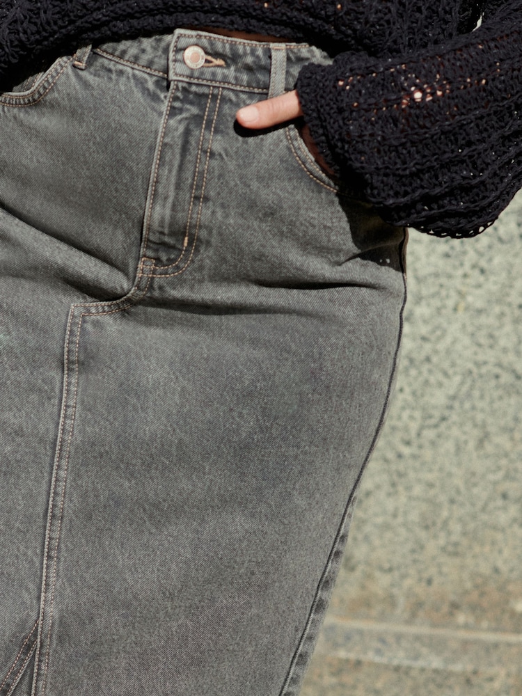 Grau - Maxi-Denim-Rock aus 100 % Baumwolle - Image 4 of 6