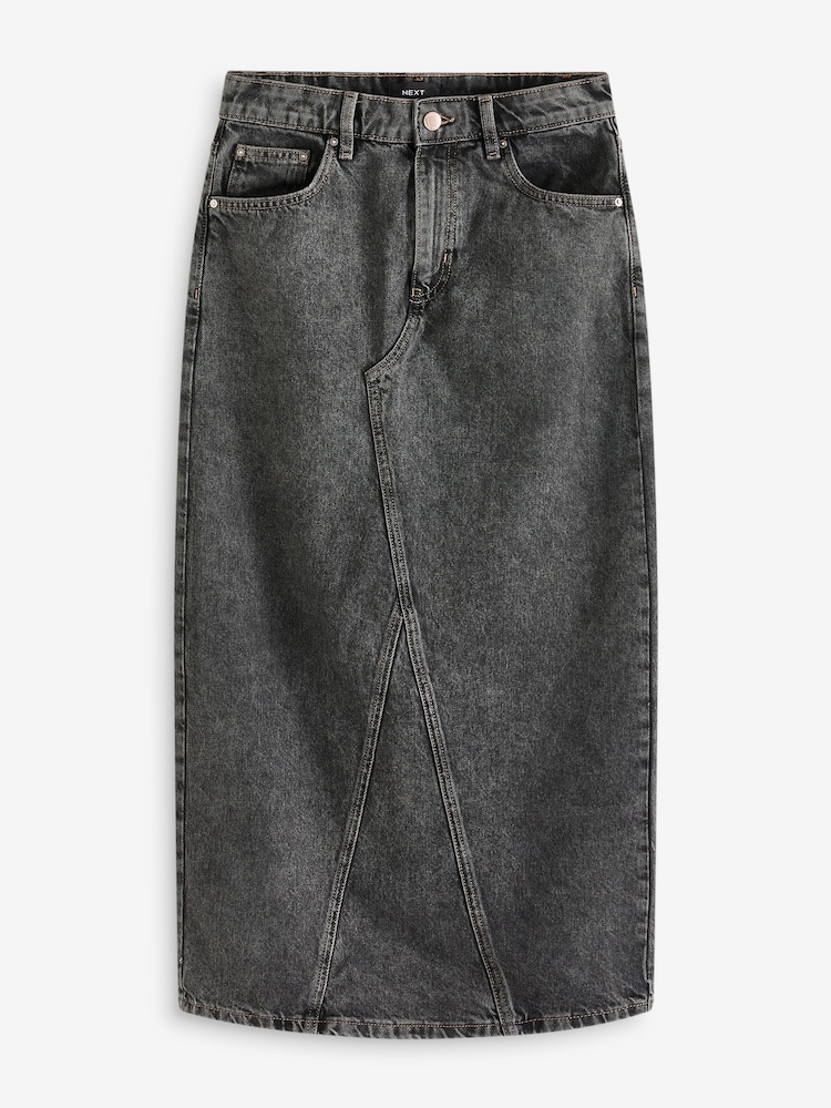 Grau - Maxi-Denim-Rock aus 100 % Baumwolle - Image 5 of 6