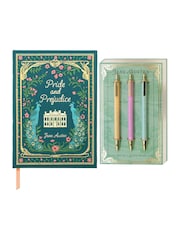 Portico Designs Green Embroidered A5 Journal and Three Pens - Image 1 of 5