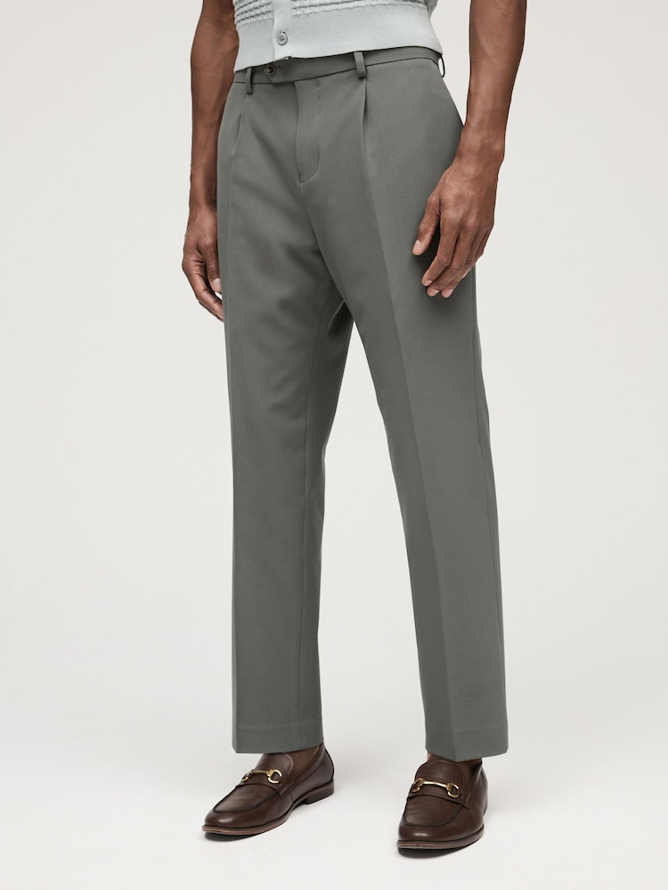 Green Relaxed Fit Motionflex Stretch Suit Trousers - Image 1 of 9 Green Relaxed Fit Motionflex Stretch Suit Trousers - Image 1 of 9
