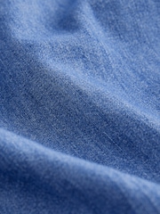 Mid Blue Flutter Sleeve Lightweight Denim Midi 100% Cotton Dress - Image 7 of 7