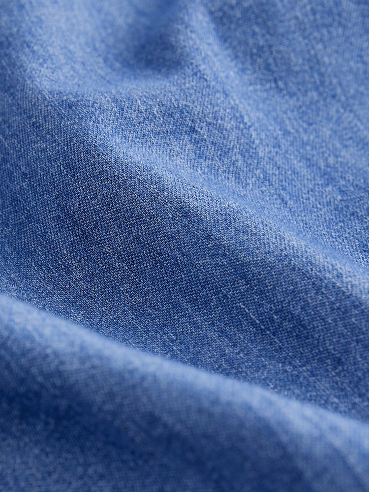 Mid Blue Flutter Sleeve Lightweight Denim Midi 100% Cotton Dress - Image 7 of 7