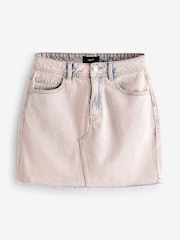 Pink Tint Denim Raw Hem 100% Cotton Mini Skirt - Image 5 of 6