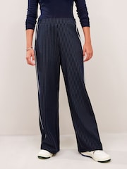 Navy Jersey Wide Leg Side Stripe Trousers - Image 3 of 7