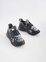 Black Graffiti Elastic Lace Trainers - Image 1 of 5
