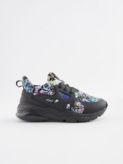 Black Graffiti Elastic Lace Trainers - Image 2 of 5