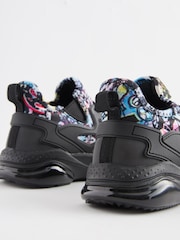 Black Graffiti Elastic Lace Trainers - Image 4 of 5