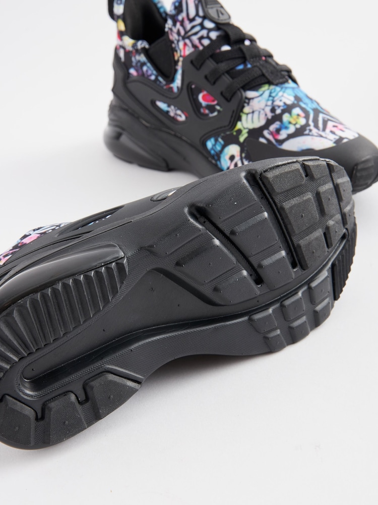 Black Graffiti Elastic Lace Trainers - Image 5 of 5