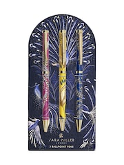 Sara Miller Set of 3 Yellow  Navy Pencil Case And Pens - Image 6 of 6