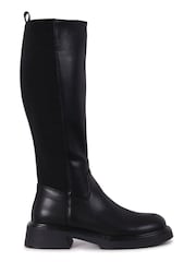 Linzi Black PU High Leg Klara Boots With Elastic Gusset - Image 3 of 5