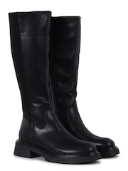 Linzi Black PU High Leg Klara Boots With Elastic Gusset - Image 4 of 5
