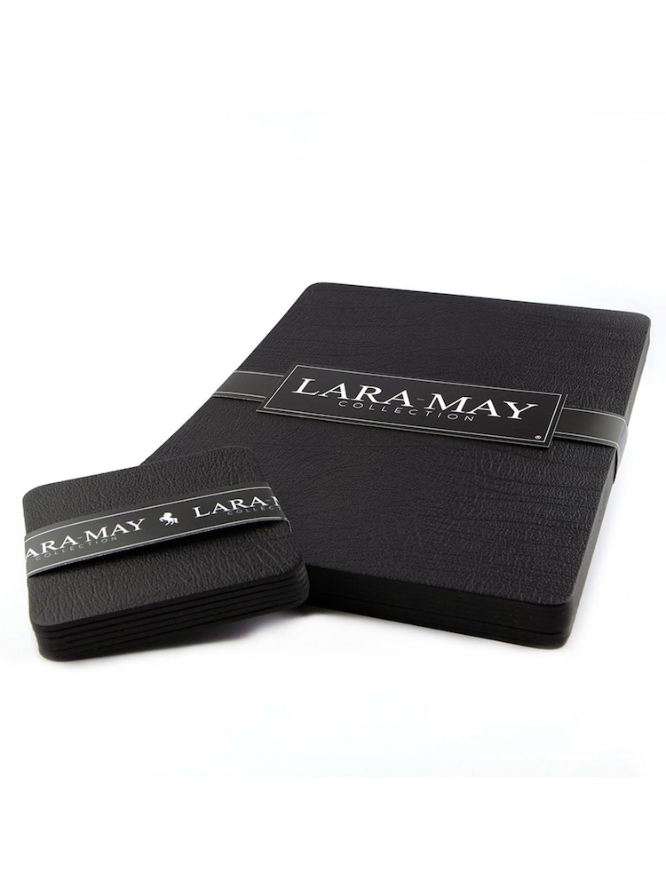Lara-May Set of 8 Black Leather Coasters and Placemats - Image 4 of 4 Lara-May Set of 8 Black Leather Coasters and Placemats - Image 4 of 4