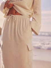 Natural Column Midi Skirt with Linen - Image 4 of 6