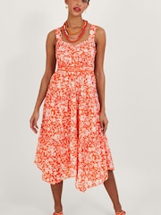 Monsoon Orange Myra Hanky Hem Dress - Image 1 of 4