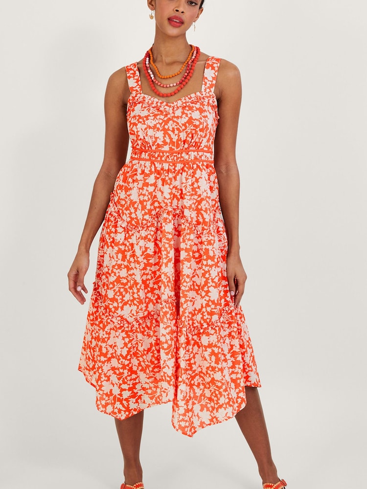 Monsoon Orange Myra Hanky Hem Dress - Image 1 of 4
