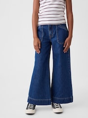 Gap Medium Wash High Rise Stride Wide-Leg Ankle Jeans (5-13yrs) - Image 1 of 5