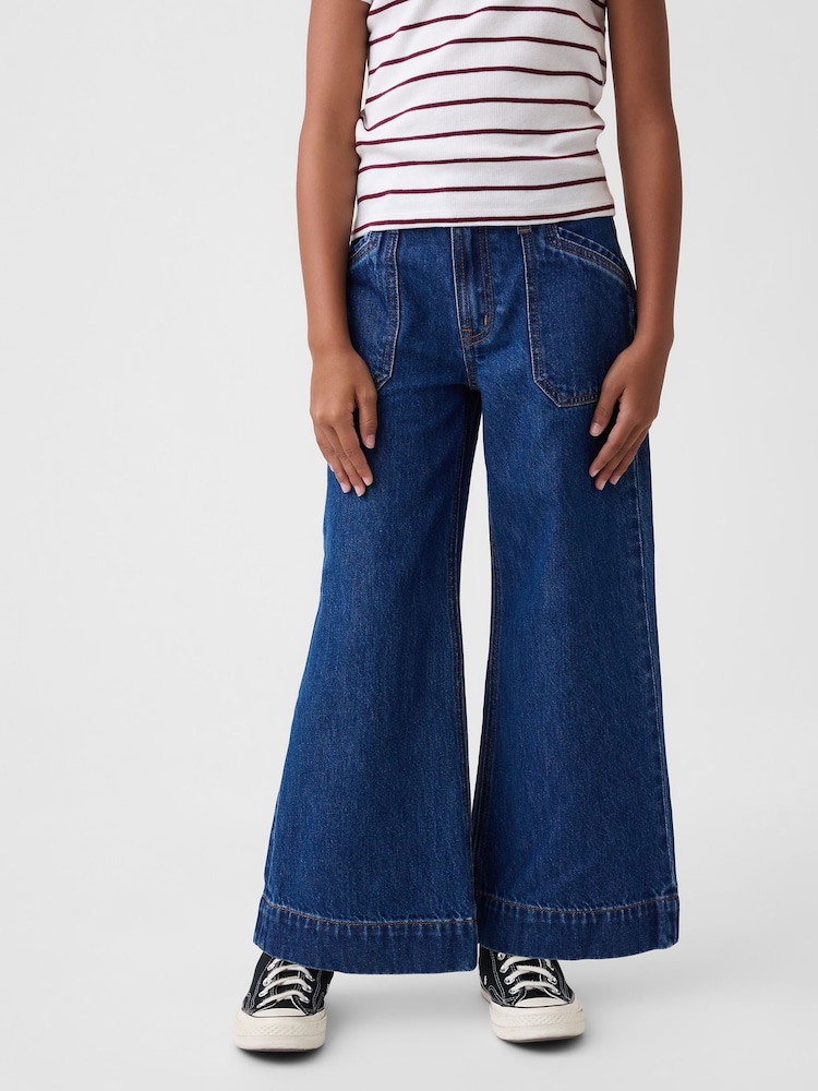 Gap Medium Wash High Rise Stride Wide-Leg Ankle Jeans (5-13yrs) - Image 1 of 5