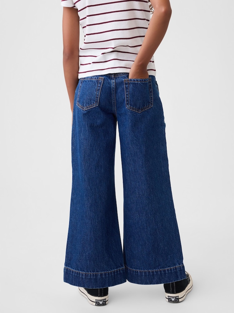 Gap Medium Wash High Rise Stride Wide-Leg Ankle Jeans (5-13yrs) - Image 2 of 5