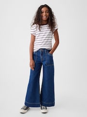Gap Medium Wash High Rise Stride Wide-Leg Ankle Jeans (5-13yrs) - Image 3 of 5
