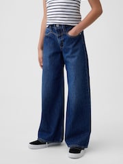 Donker gewassen schouderstuk voorkant - Gap Low Rise Geborduurde I Heart NY Baggy Jeans (5-13jaar) - Afbeelding 1 van 5
