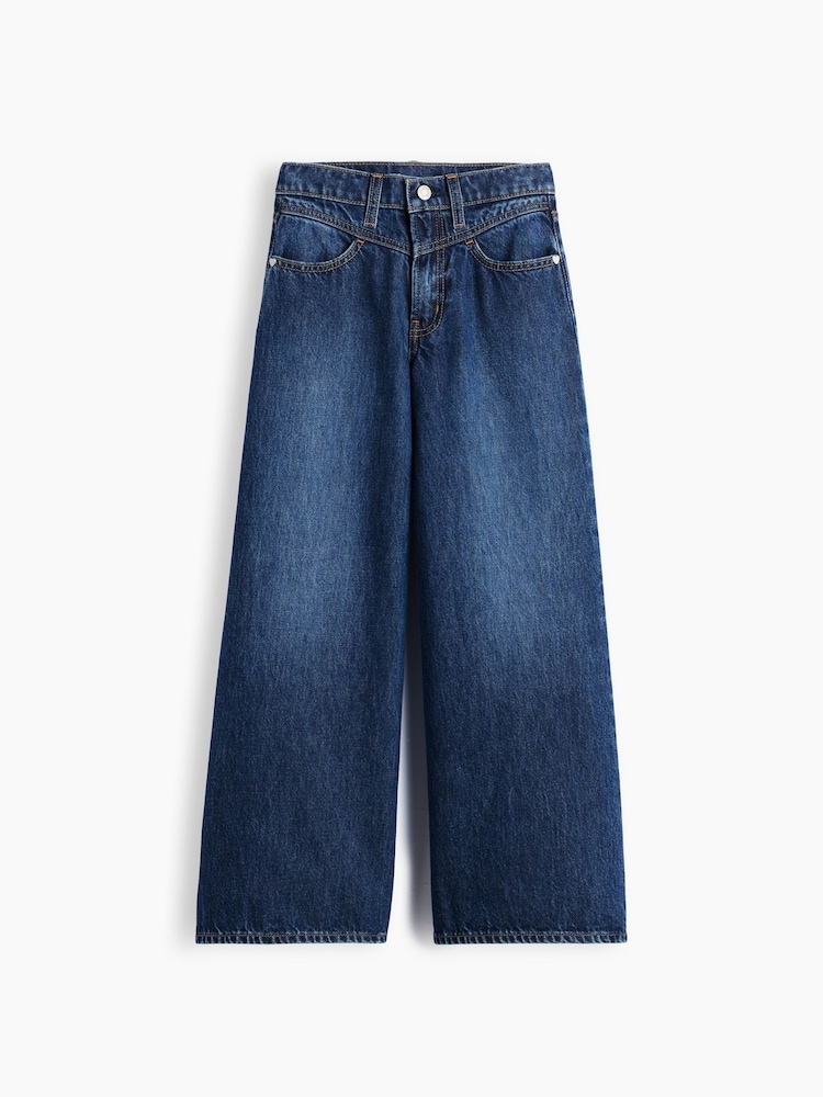 Donker gewassen schouderstuk voorkant - Gap Low Rise Geborduurde I Heart NY Baggy Jeans (5-13jaar) - Afbeelding 5 van 5
