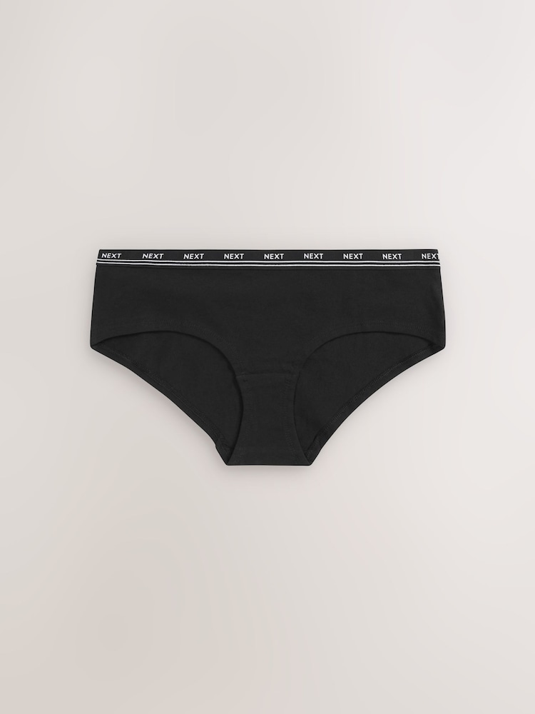 Black Short Cotton Logo Knickers 4 Pack - Image 8 of 8