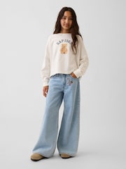 Gap Light Wash Keychain Low Rise Embroidered I Heart NY Baggy Jeans (5-13yrs) - Image 3 of 6