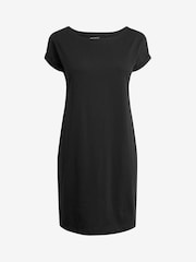Black 100% Cotton Relaxed Capped Sleeve Tunic Dress - Image 4 of 4