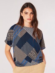 Apricot Blue Mini Geo Patchwork T-Shirt - Image 1 of 5