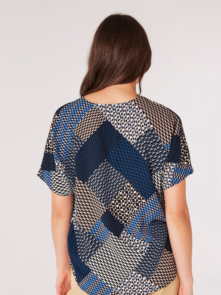 Apricot Blue Mini Geo Patchwork T-Shirt - Image 2 of 5