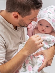 aden + anais Pink 100% Cotton Muslin Backed Hooded Towel Set - Image 1 of 4