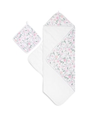 aden + anais Pink 100% Cotton Muslin Backed Hooded Towel Set - Image 3 of 4