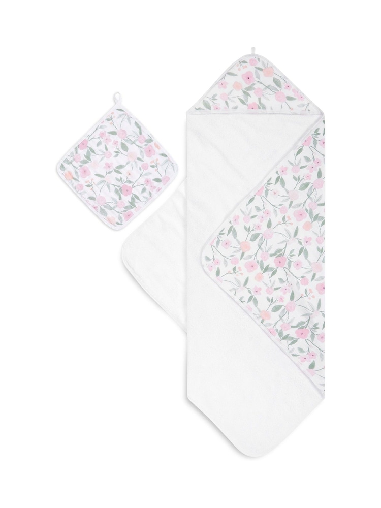 aden + anais Pink 100% Cotton Muslin Backed Hooded Towel Set - Image 3 of 4