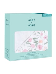 aden + anais Pink 100% Cotton Muslin Backed Hooded Towel Set - Image 4 of 4