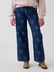 Gap Dark Wash Bow Low Rise Stride Wide-Leg Jeans (5-13yrs) - Image 1 of 5