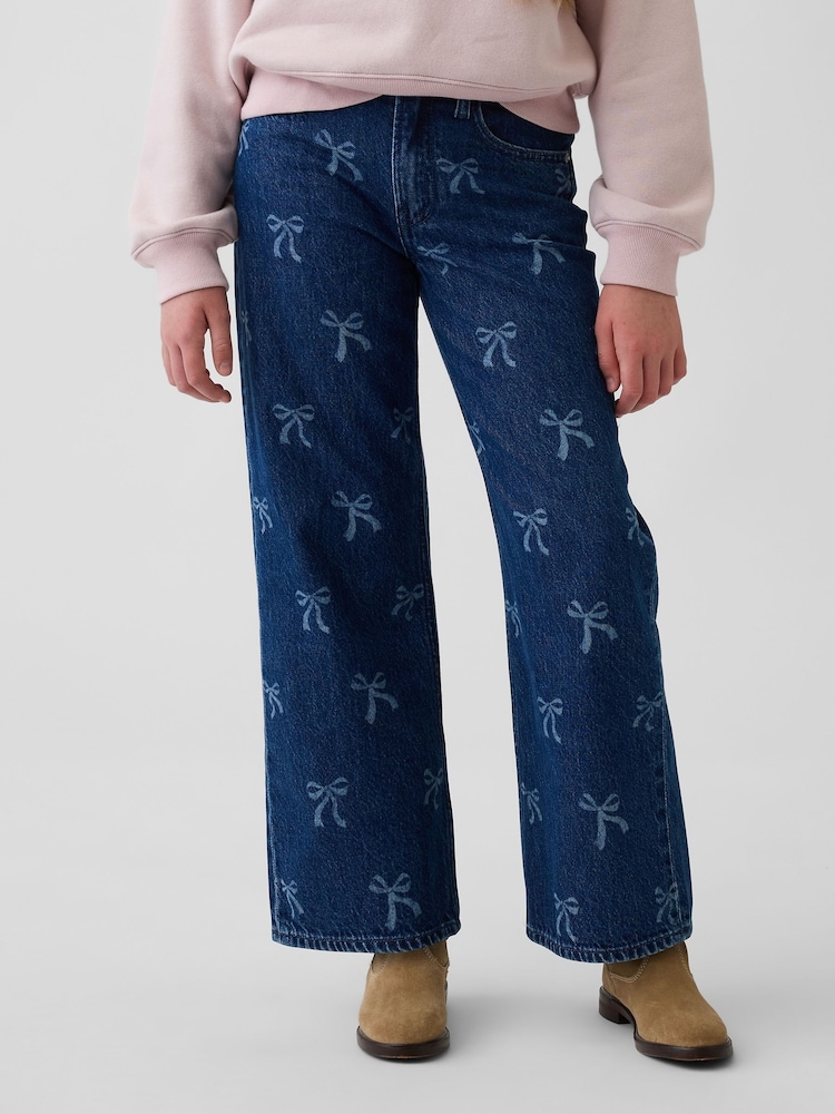 Gap Dark Wash Bow Low Rise Stride Wide-Leg Jeans (5-13yrs) - Image 1 of 5