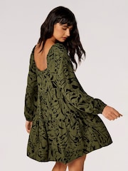Apricot Green Brushstroke Floral Babydoll Dress - Image 3 of 5