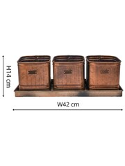 Ivyline Set of 3 Copper Garden Hampton Herb Planters With Tray - Image 3 of 4