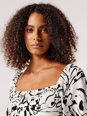 Apricot White Brushstroke Floral Babydoll Dress - Image 5 of 5