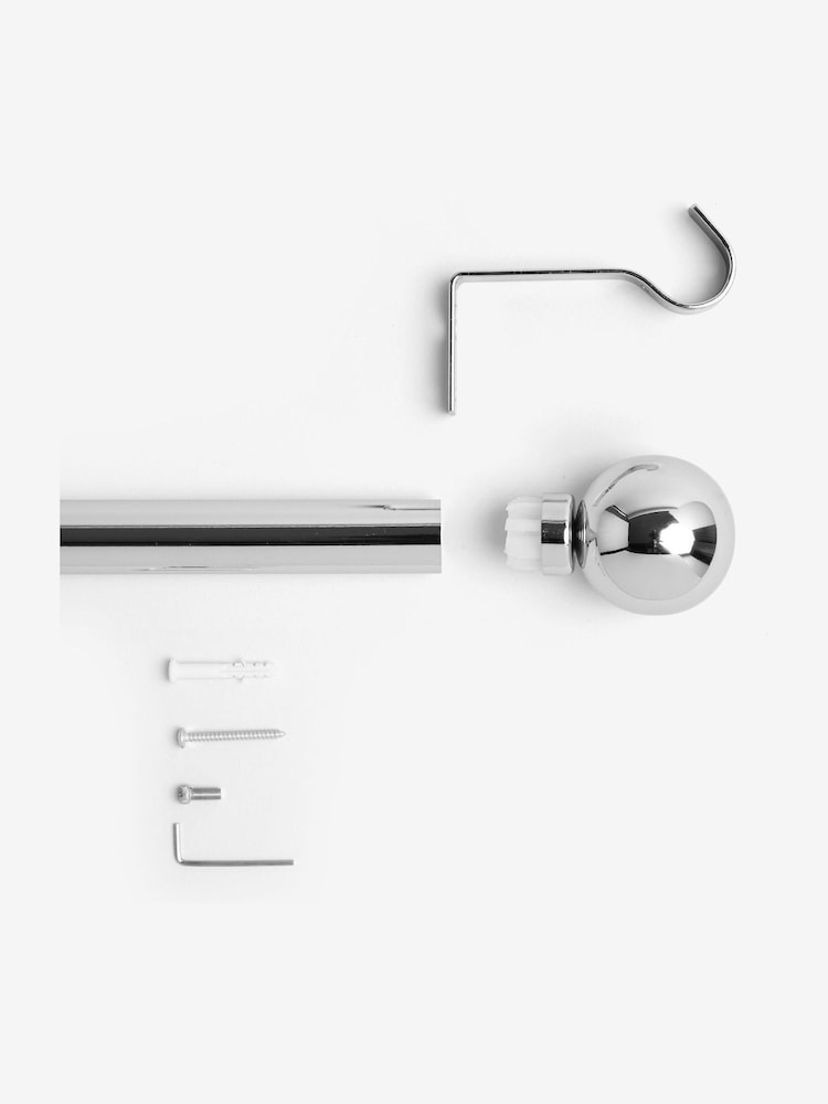 Chrome Fixed Ball 28mm Eyelet Curtain Pole Kit - Image 4 of 4